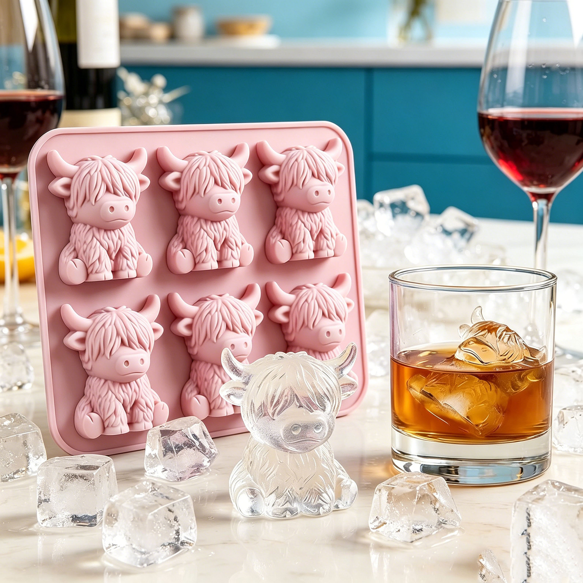 "Highland Cow Ice Cube Tray – Fun Whiskey & Cocktail Mold for Adults"