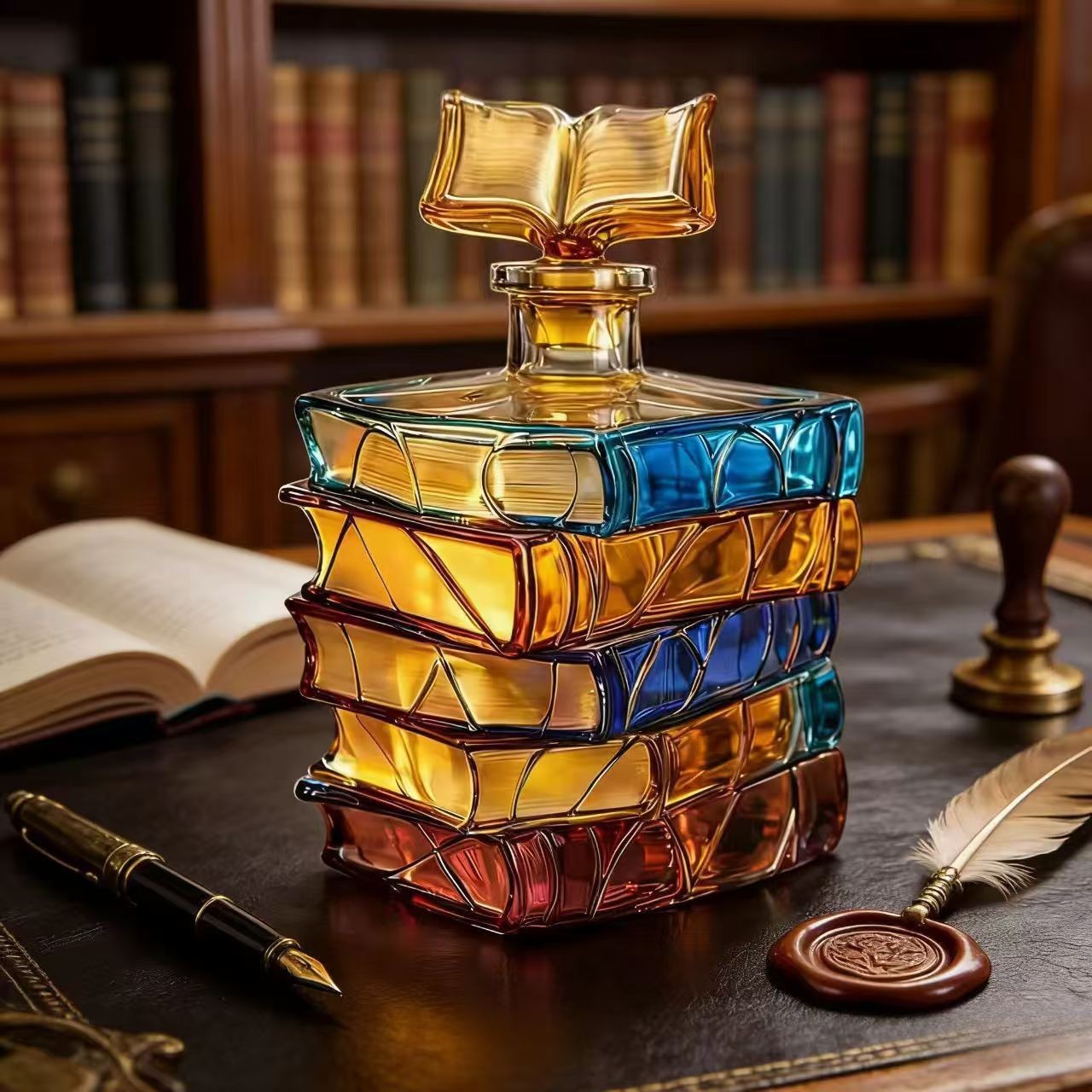 Stained Glass Bottle with Book Chapters