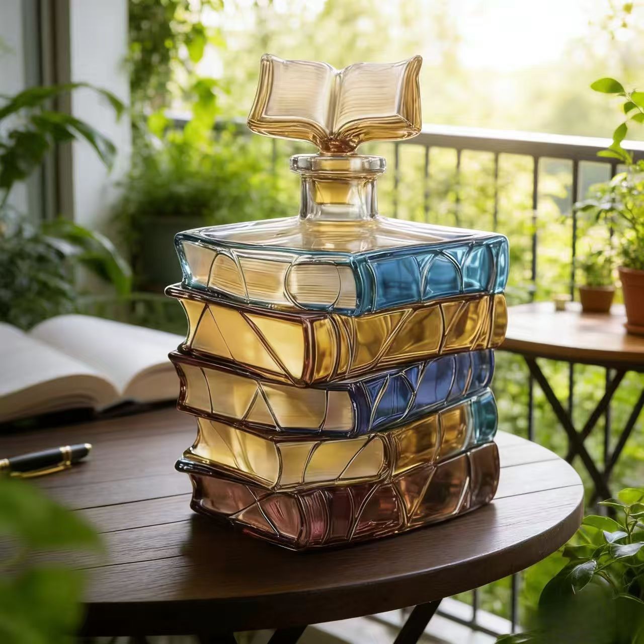 Stained Glass Bottle with Book Chapters