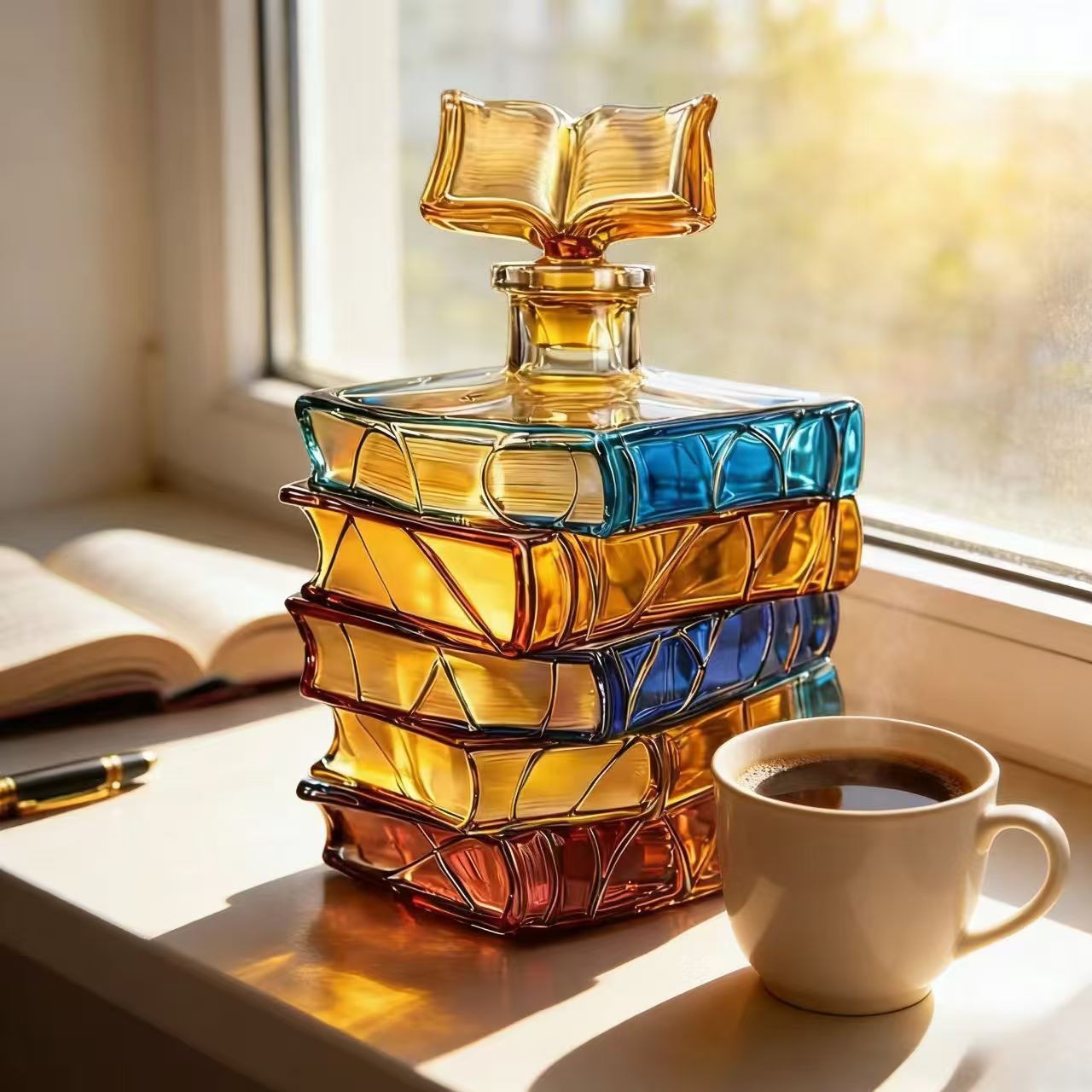 Stained Glass Bottle with Book Chapters