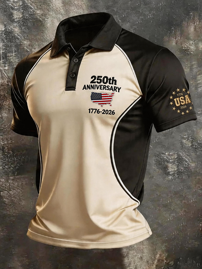 Men's 250th Anniversary Printed Business Polo Shirt