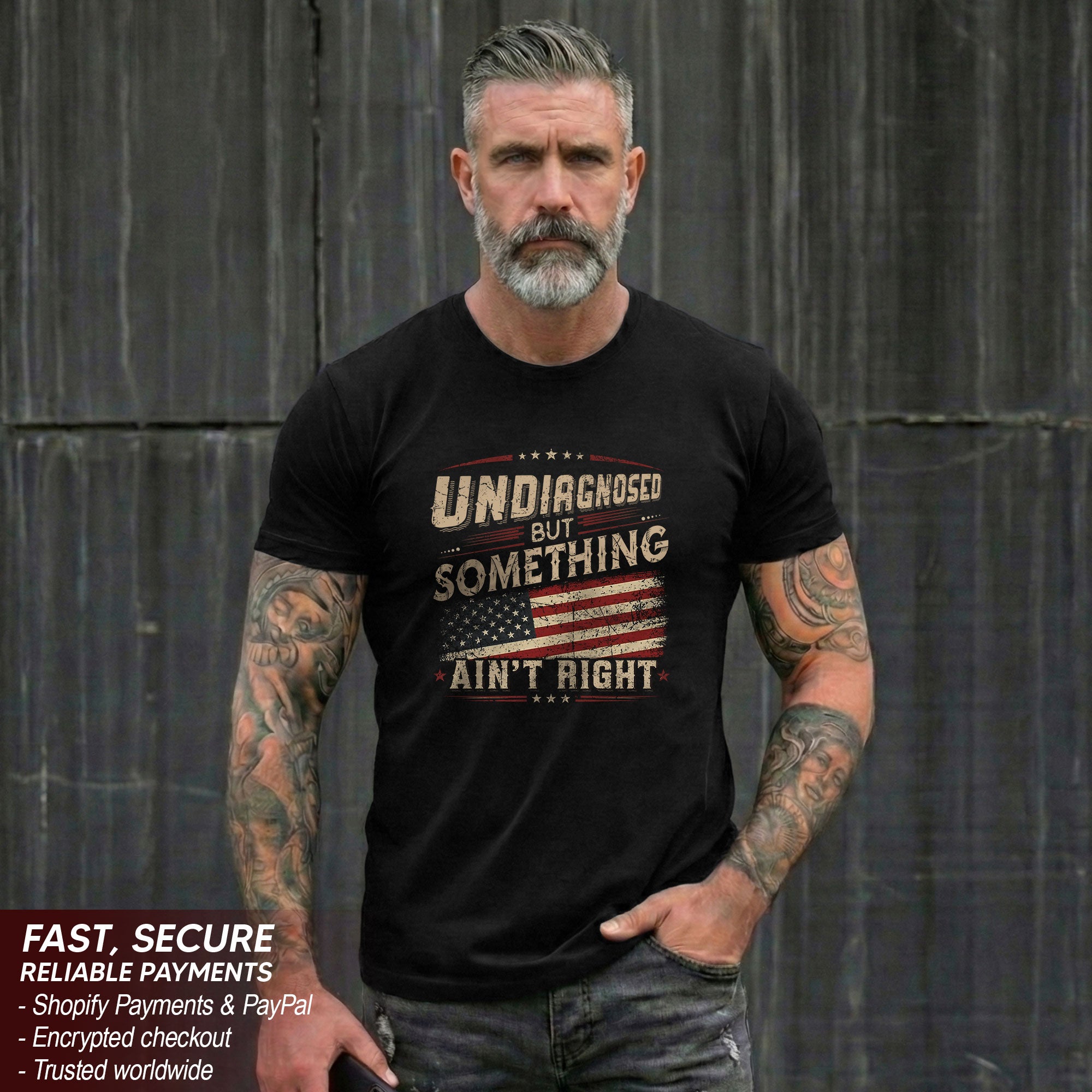 Instant Cool Touch Tech Patriotic T-Shirt Undiagnosed Something Ain't Right USA Flag Vintage Tee