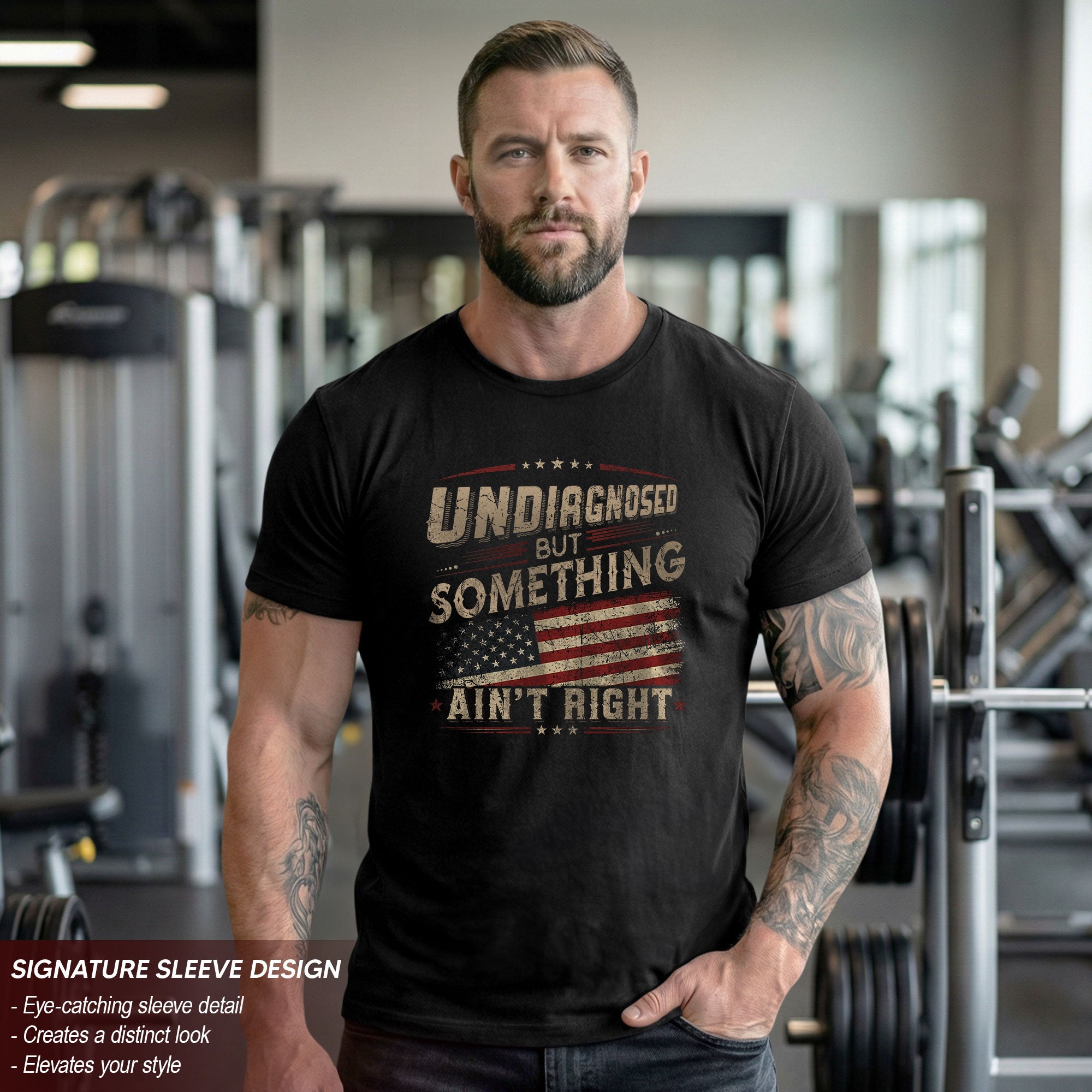 Instant Cool Touch Tech Patriotic T-Shirt Undiagnosed Something Ain't Right USA Flag Vintage Tee