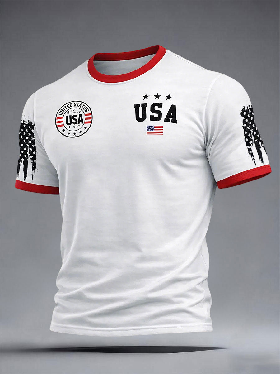 Men's USA Flag T-Shirt and Shorts Sets