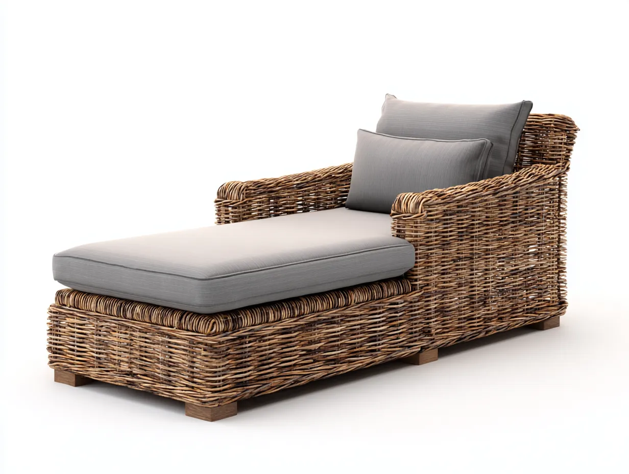 Lettino prendisole-rattan-180x72x60 cm-Grigio-Naturale-stile moderno-Tadilydwell