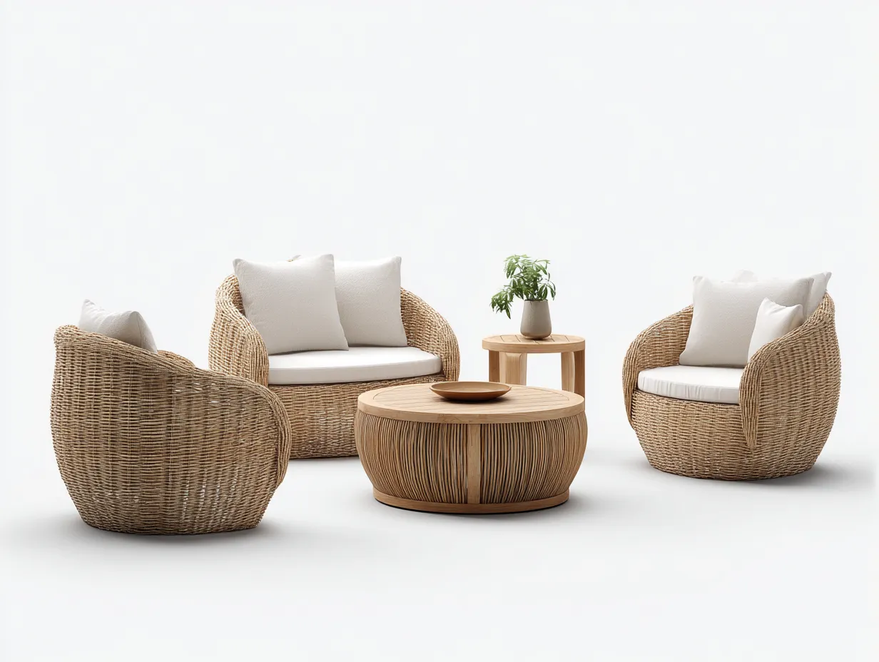 Divani da esterno - rattan - 210x85x78 cm - beige - stile moderno-Tadilydwell