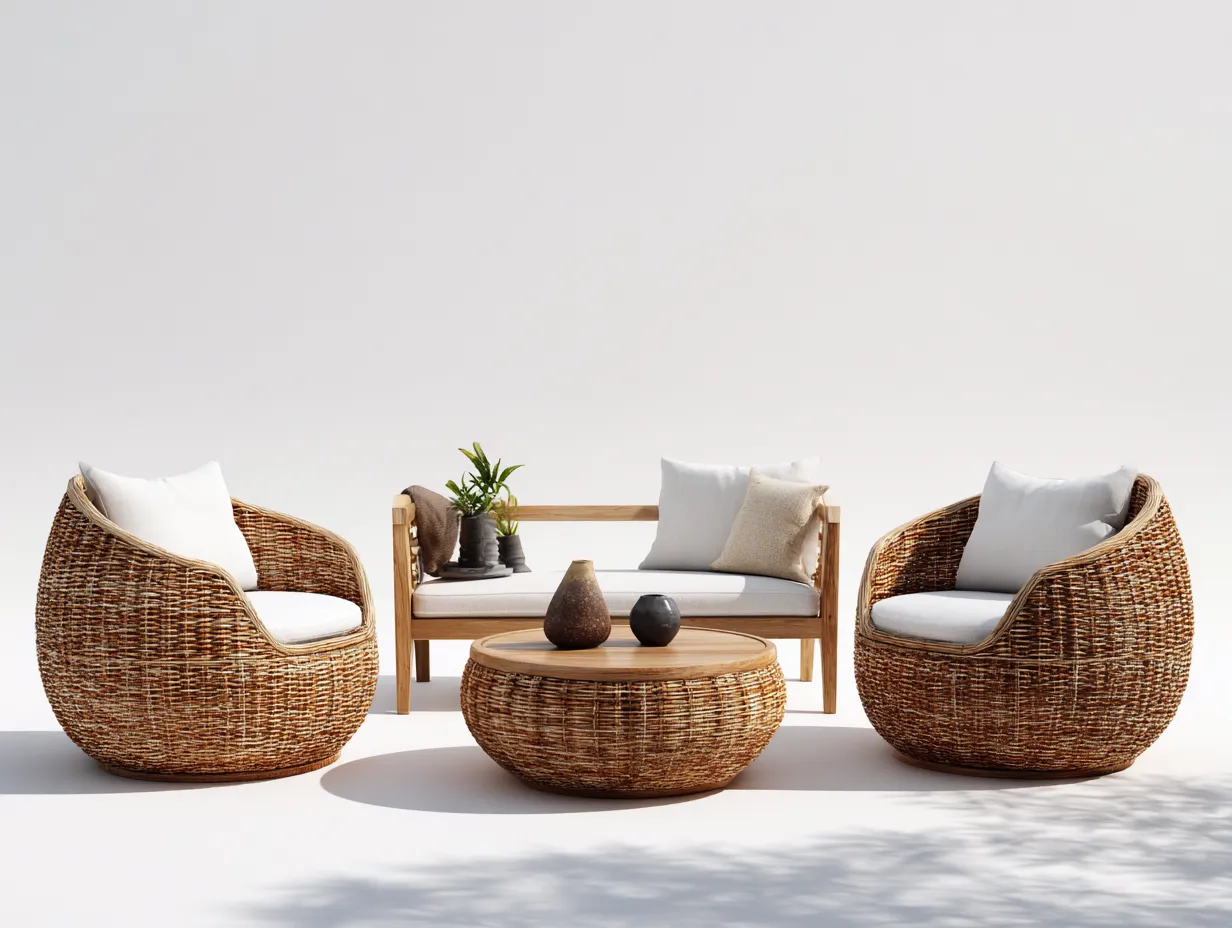 Divani da esterno - rattan-legno - 200x85x78 cm - marrone - stile moderno-Tadilydwell