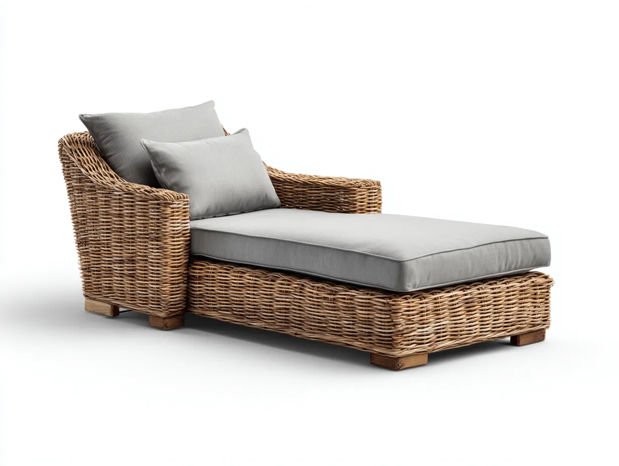 Lettino prendisole-rattan-181x74x62 cm-Grigio-Naturale-stile moderno-Tadilydwell