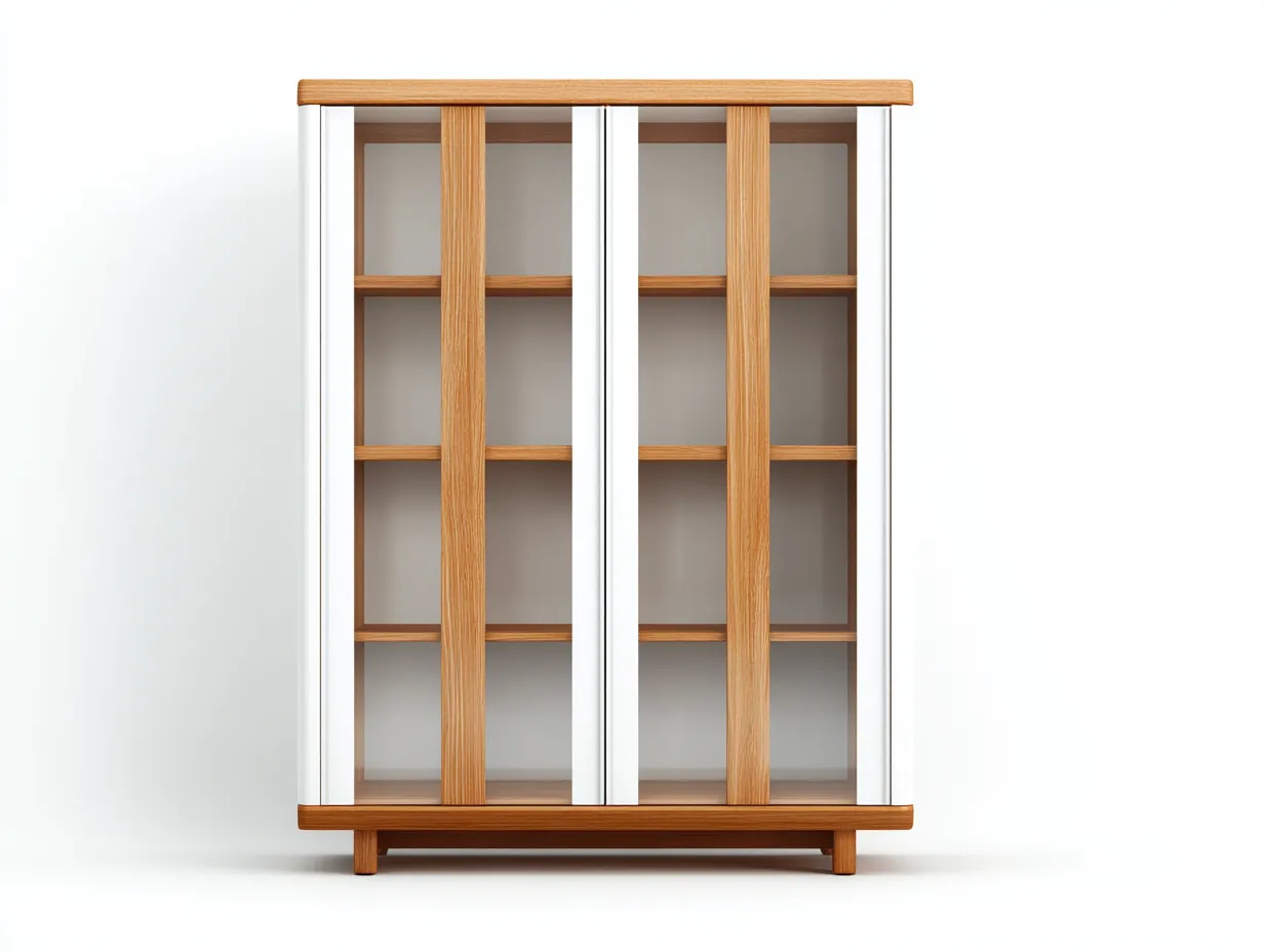 Vetrina-legno-vetro-190x90x40 cm-bianco-rovere-design moderno-Tadilydwell