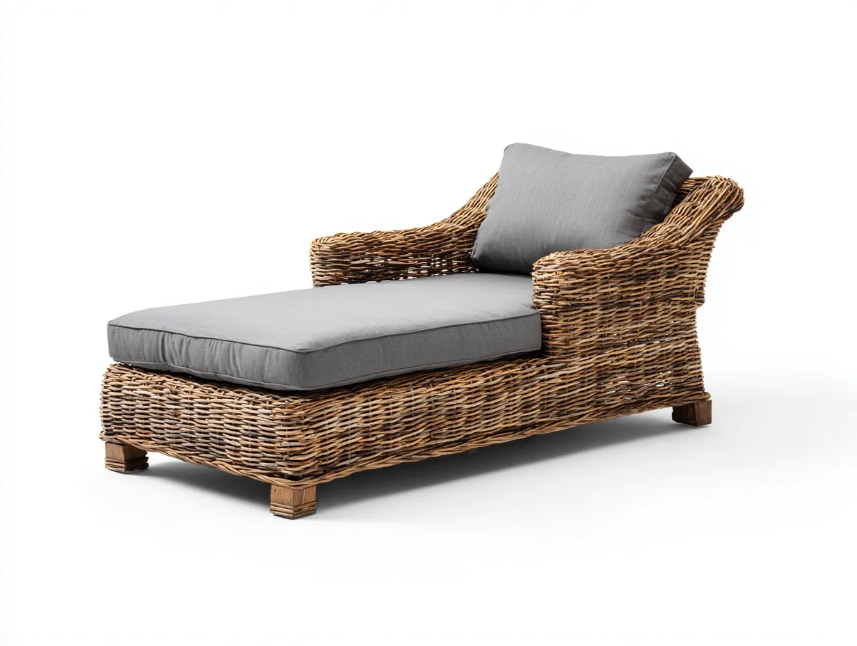 Lettino prendisole-rattan-178x68x62 cm-Grigio-Naturale-stile moderno-Tadilydwell