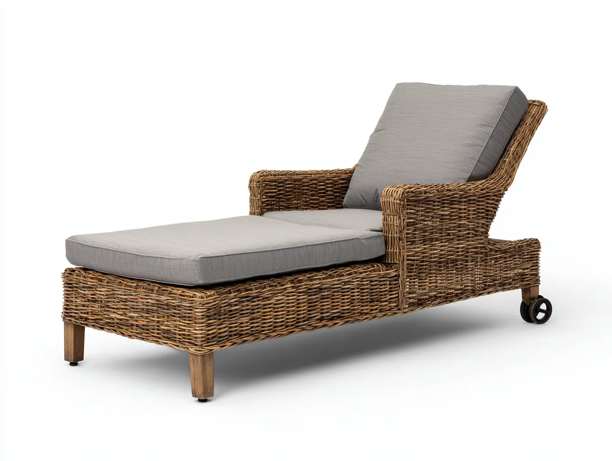Lettino prendisole-rattan-185x72x64 cm-Grigio-Naturale-stile moderno-Tadilydwell
