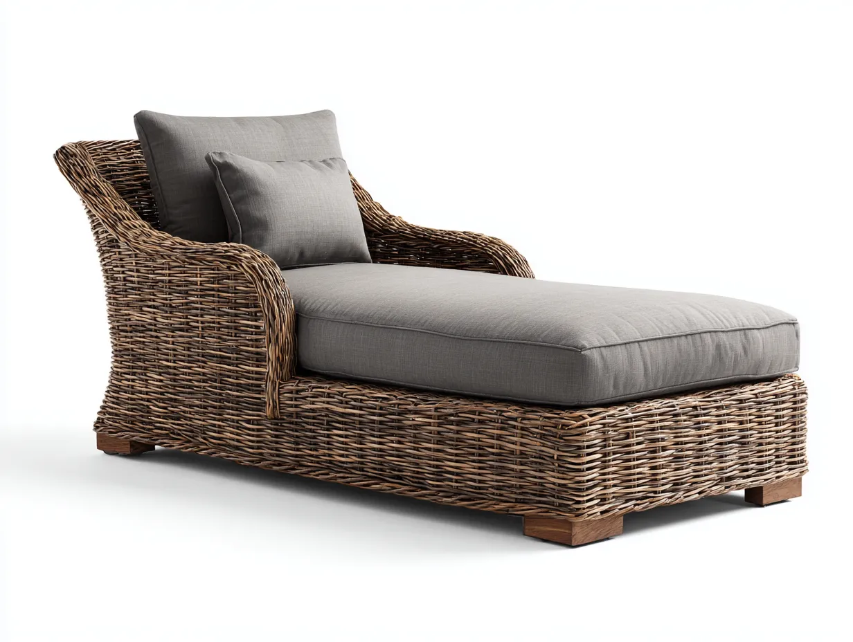 Lettino prendisole-rattan-183x73x61 cm-Grigio-Naturale-stile moderno-Tadilydwell