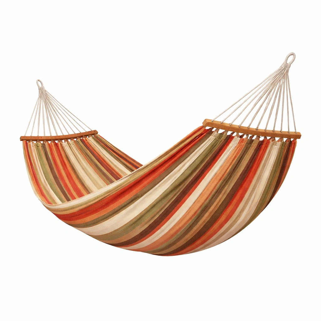 Hamaca de algodón para exterior con rayas multicolores-nestdino