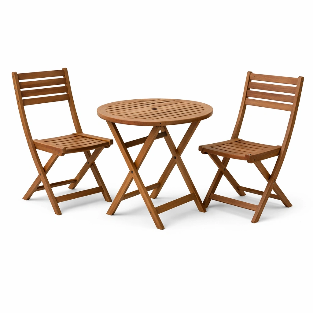 Juego de comedor exterior de muebles de jardín en madera de acacia-nestdino