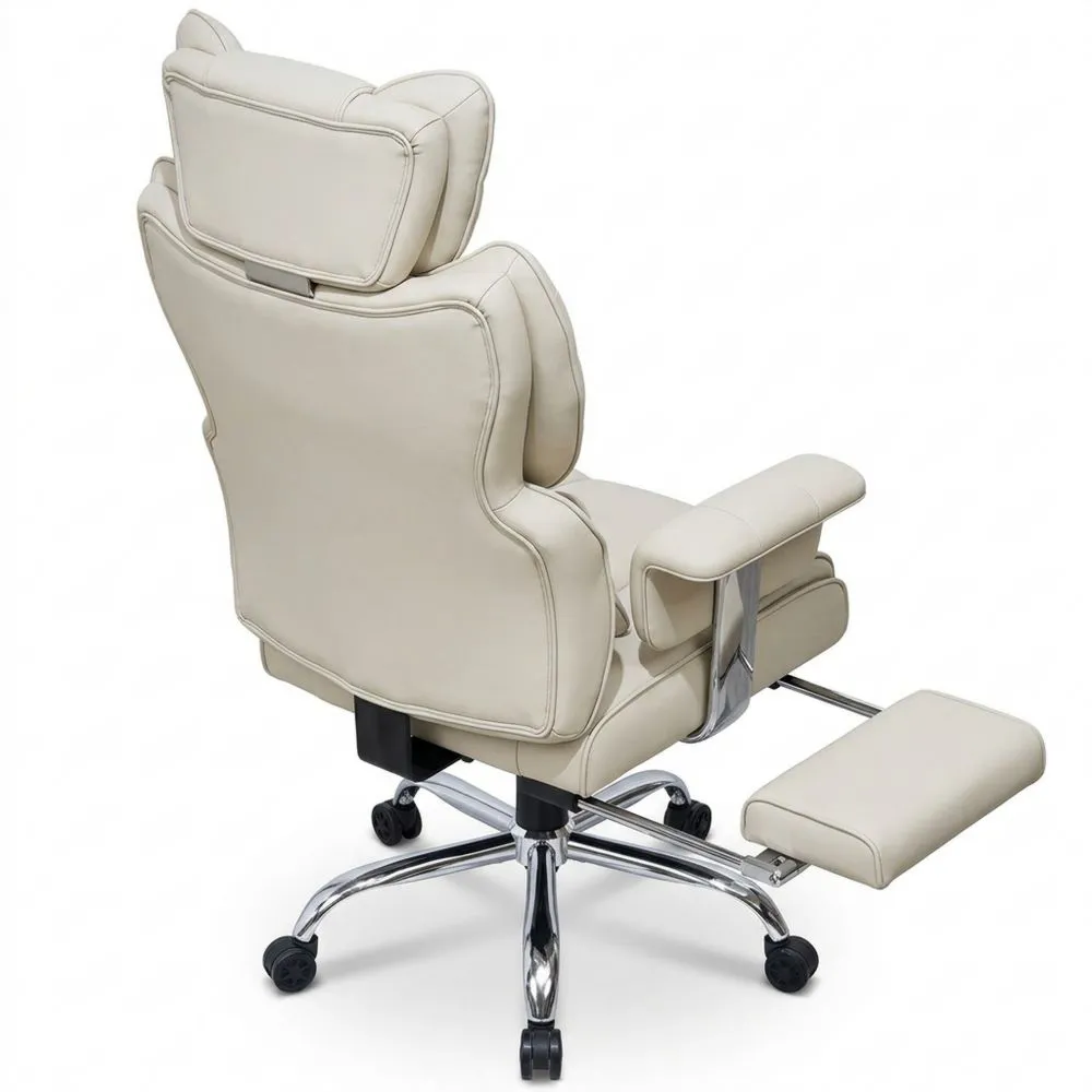 Silla de Oficina Ergonómica con Reposapiés Extensible y Soporte Lumbar Ajustable