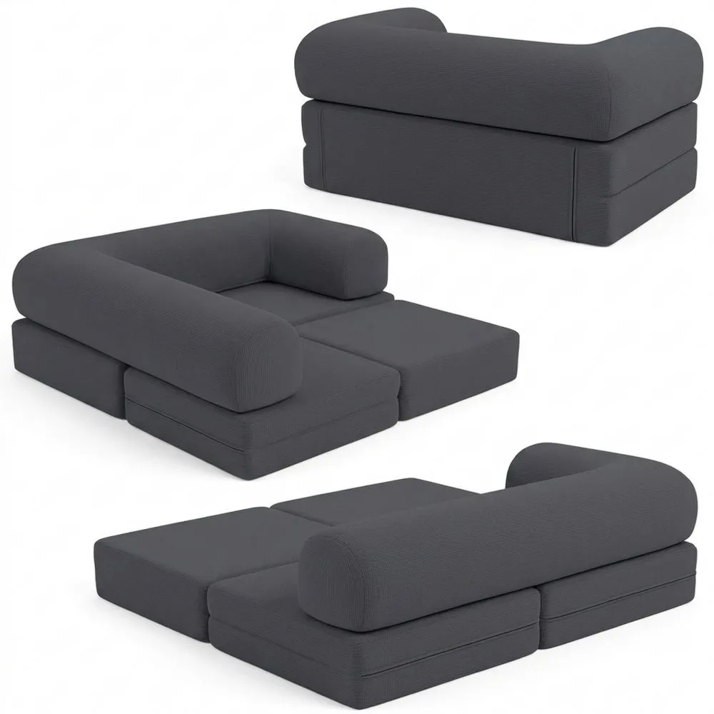 Sofá Cama Doble de Espuma Alta Densidad y Tela de Corderoy - Diseño Innovador sin Estructura
