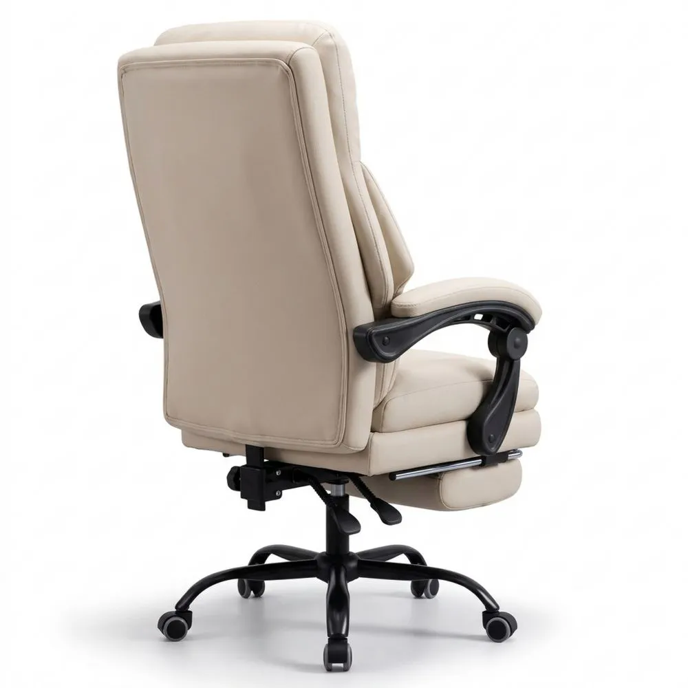 Silla ergonómica de oficina reclinable con ruedas y reposapiernas