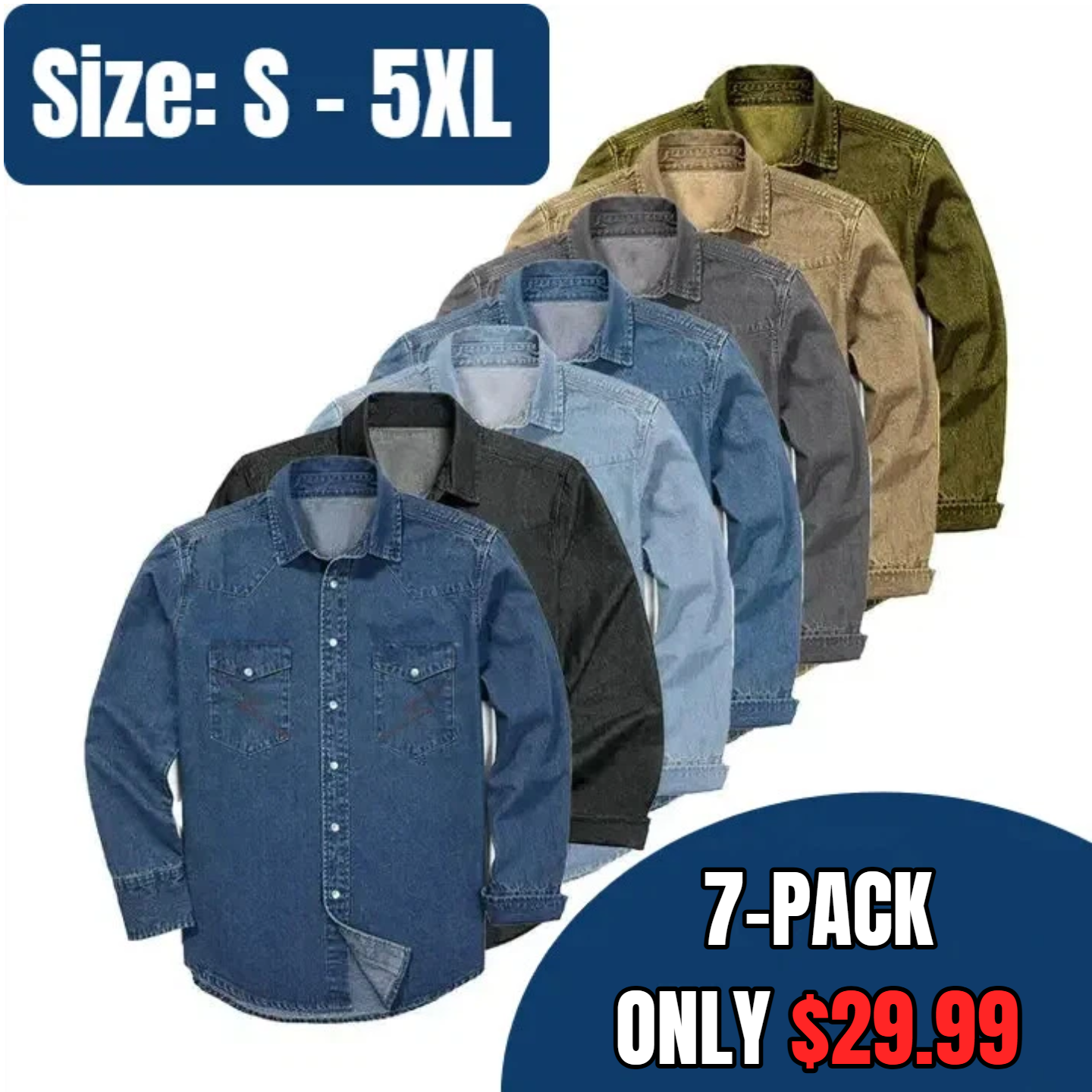 🔥Flash sale🔥Men's Long Sleeve Stone-Washed and Pre-Washed Denim Work Shirt