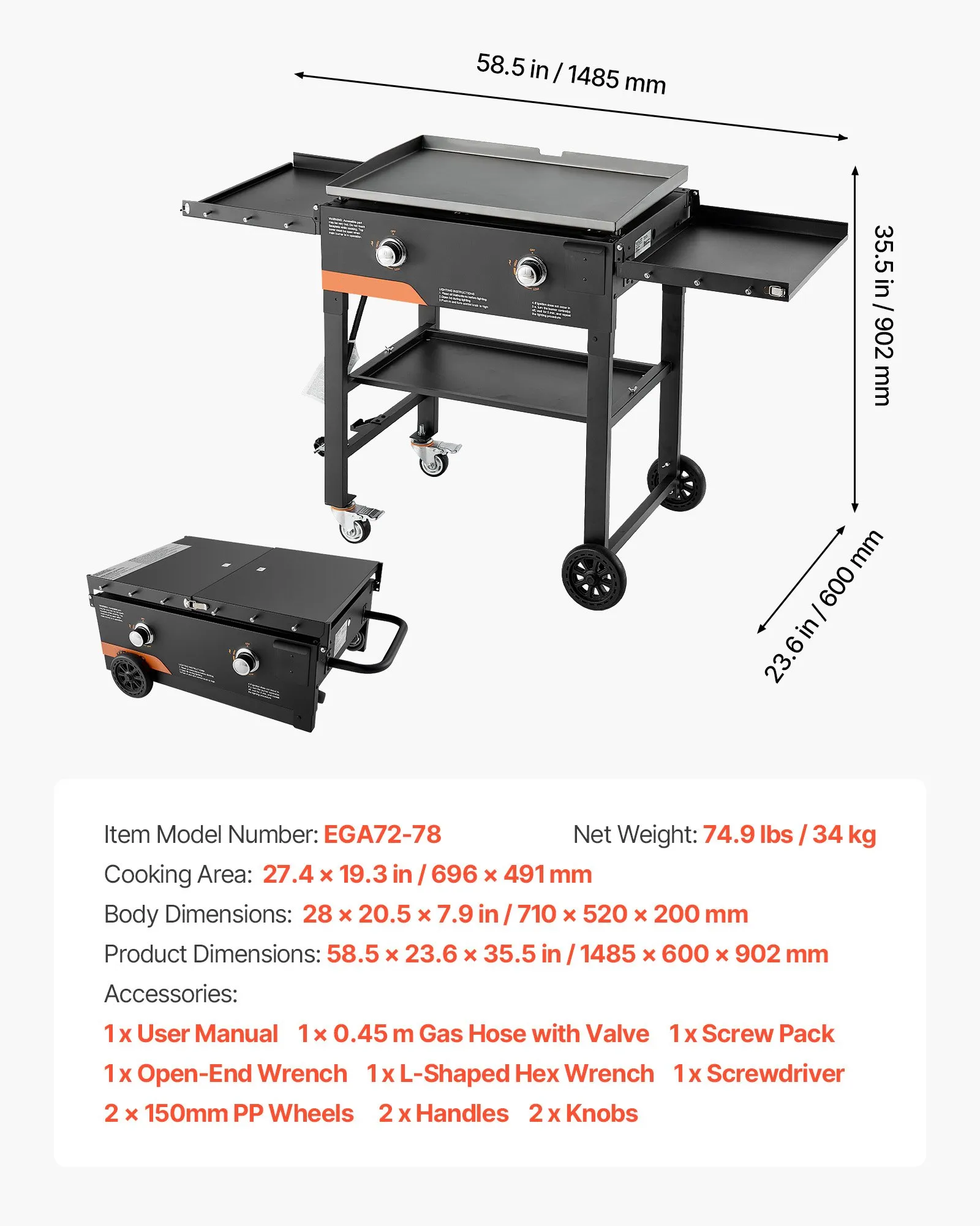 ⚡️Factory wholesale promotion 80% OFF⚡️ Gas Griddle, 3-Burner Flat Top Grill, Propane Griddle with Wheels