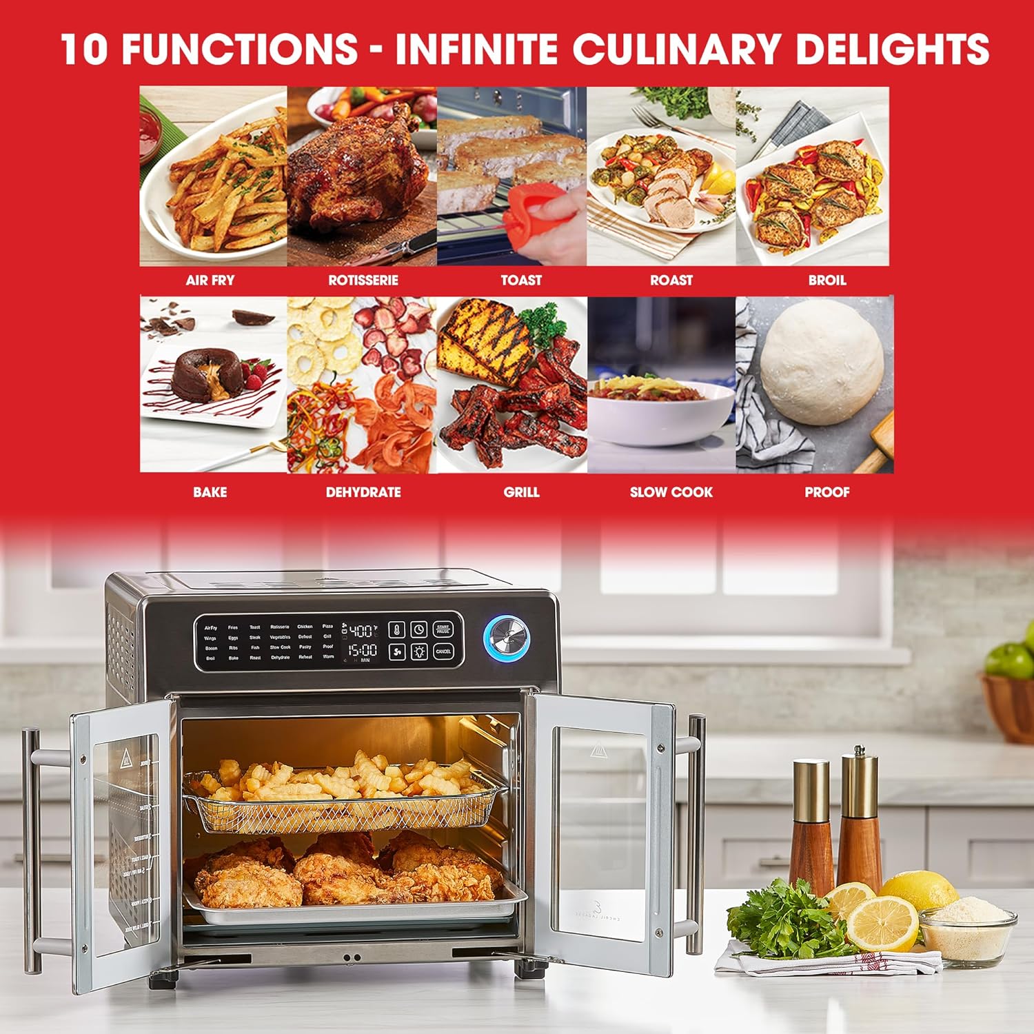 🔥clearance sale🔥Extra Large French Door Air Fryer Toaster Oven Combo