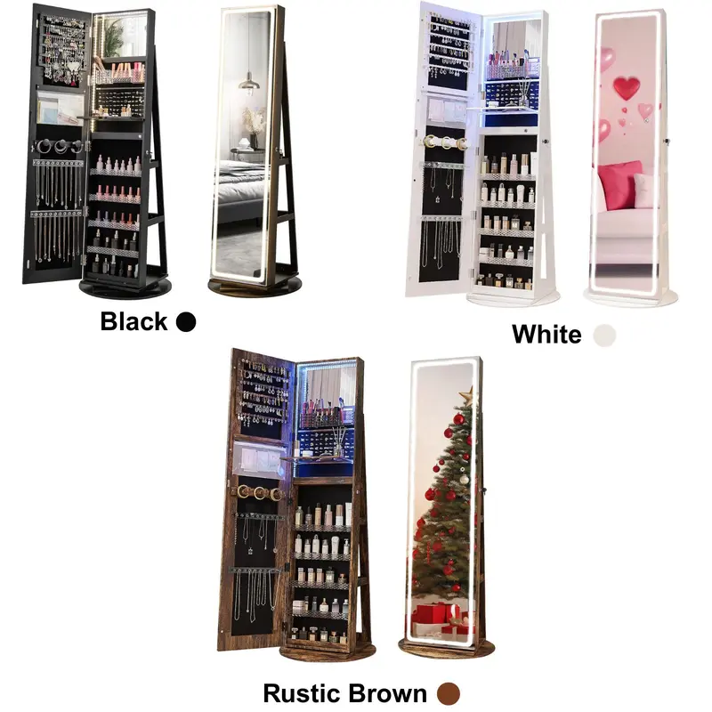 ⚡️Spring Sale⚡️360° Swivel Jewelry Armoire with Full Length Mirror