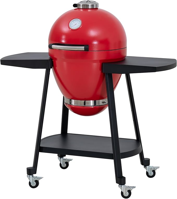 20-inch (approx. 50.8 cm) Kamado Charcoal Grill with Pizza Stone, Ultimate Outdoor Grill Egg Grill and Wheeled Smoke Unit
