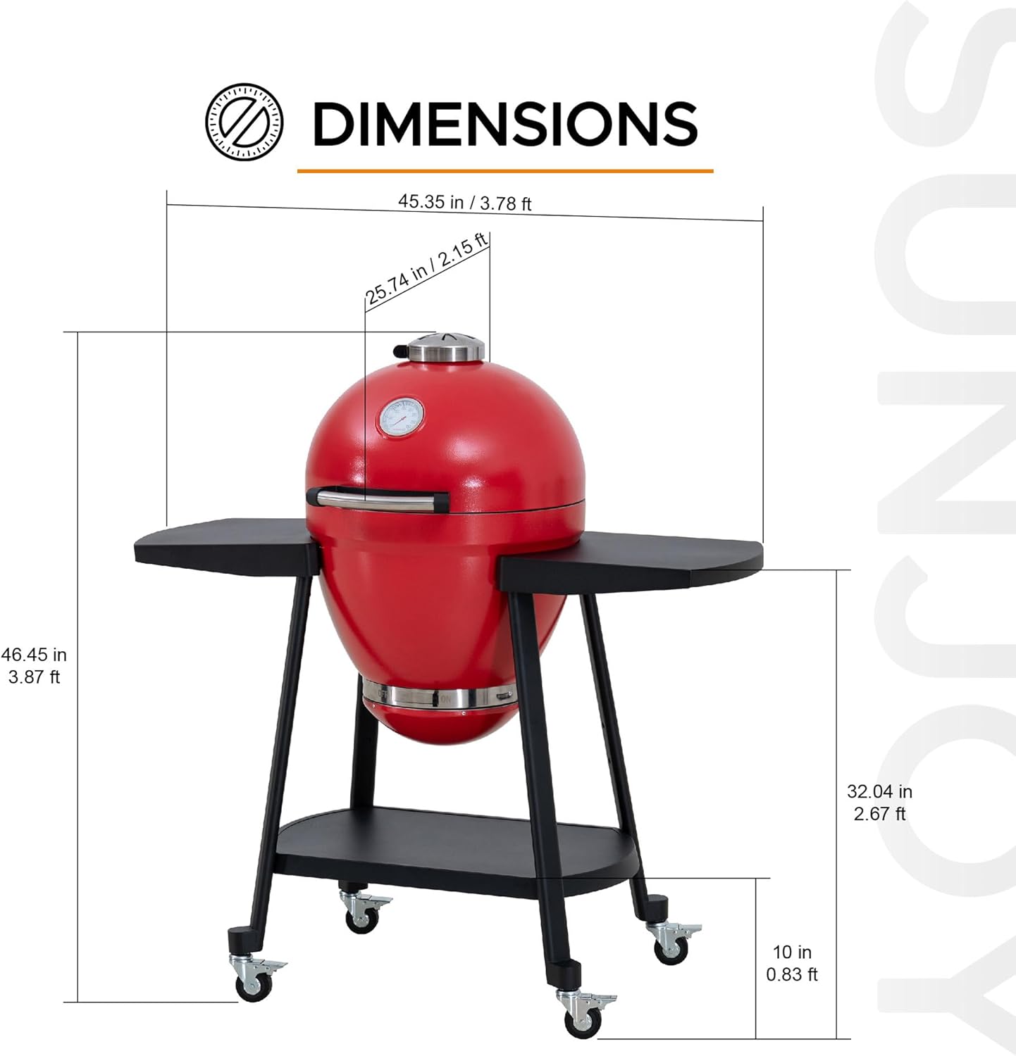 20-inch (approx. 50.8 cm) Kamado Charcoal Grill with Pizza Stone, Ultimate Outdoor Grill Egg Grill and Wheeled Smoke Unit