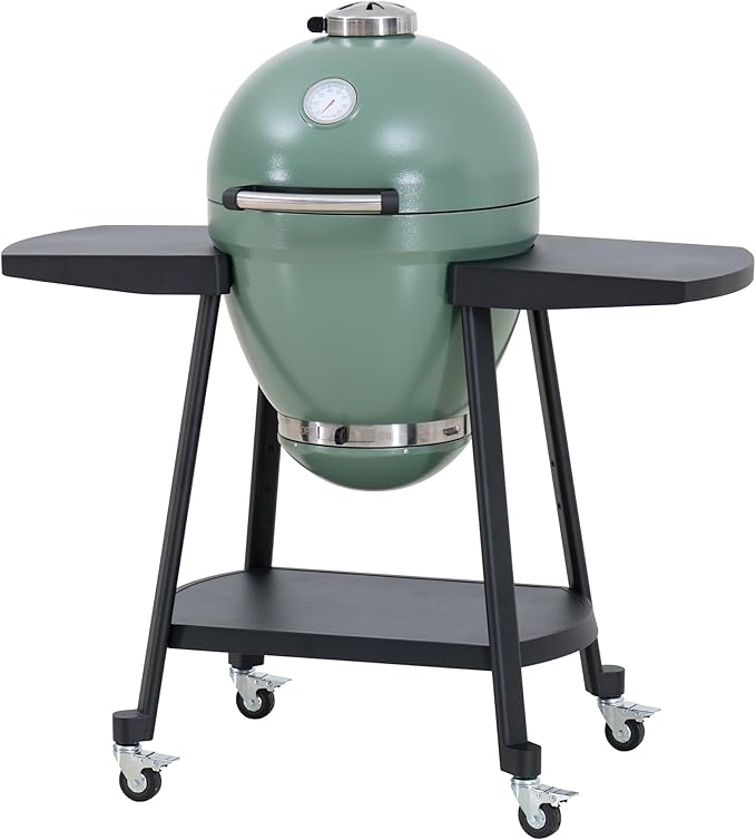 20-inch (approx. 50.8 cm) Kamado Charcoal Grill with Pizza Stone, Ultimate Outdoor Grill Egg Grill and Wheeled Smoke Unit