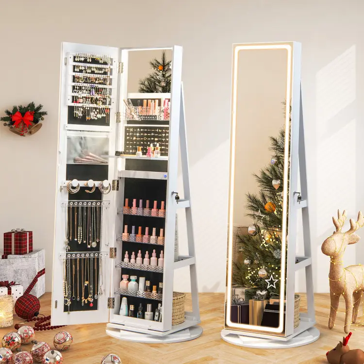 ⚡️Spring Sale⚡️360° Swivel Jewelry Armoire with Full Length Mirror