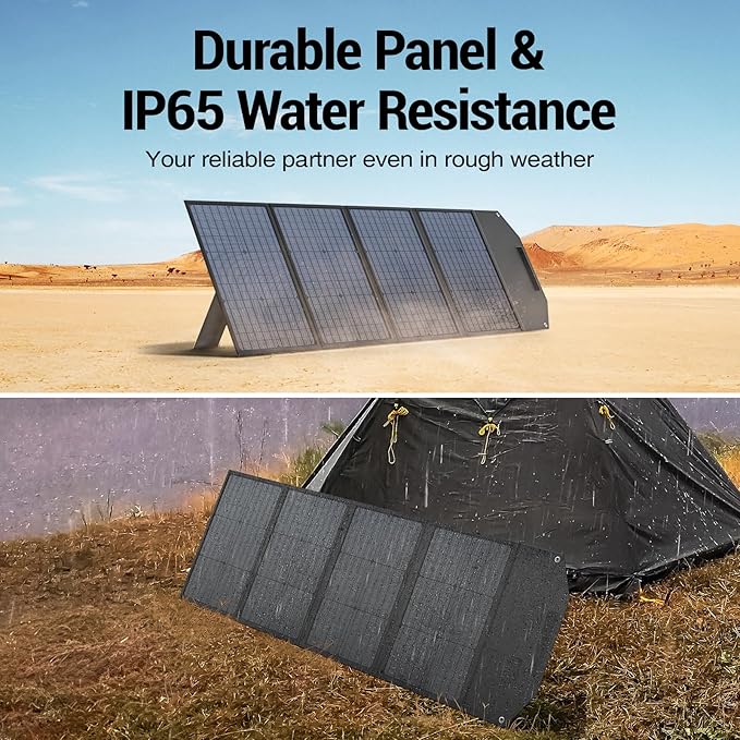 Spring Sale💥120W Portable Solar Panel for Power Station, USB/Type-C/DC Outputs, Foldable with Adjustable Kickstand, IP68 Waterproof, High Efficiency Solar Charging for Camping & Emergency Power Supply