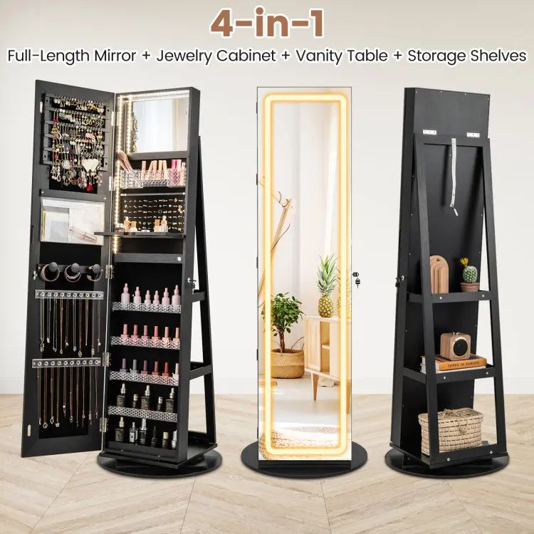 ⚡️Spring Sale⚡️360° Swivel Jewelry Armoire with Full Length Mirror
