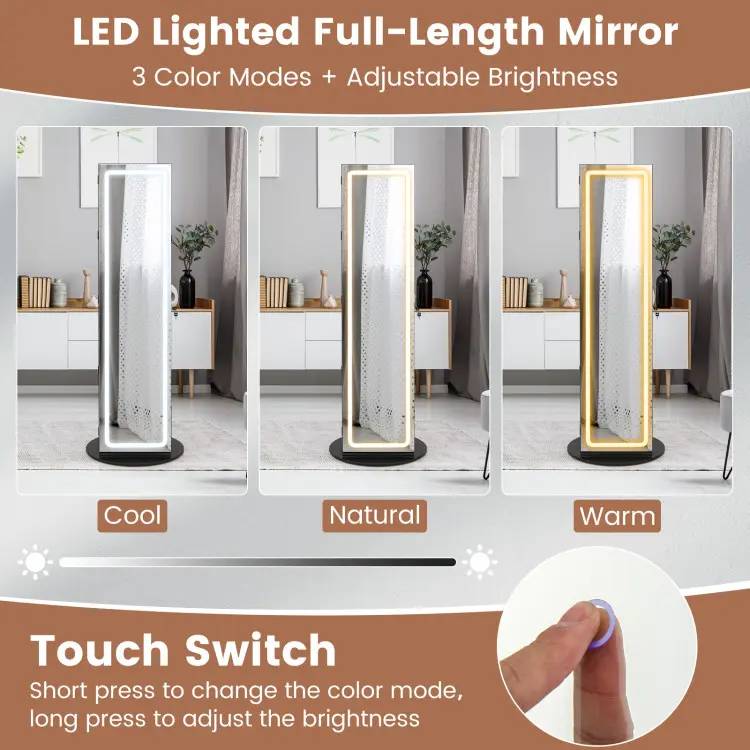 ⚡️Spring Sale⚡️360° Swivel Jewelry Armoire with Full Length Mirror