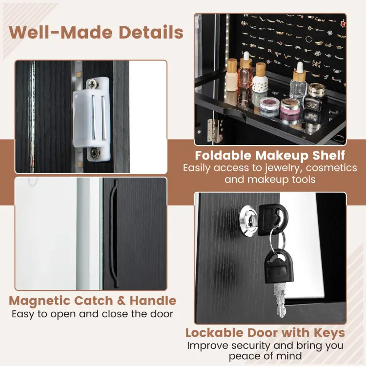 ⚡️Spring Sale⚡️360° Swivel Jewelry Armoire with Full Length Mirror