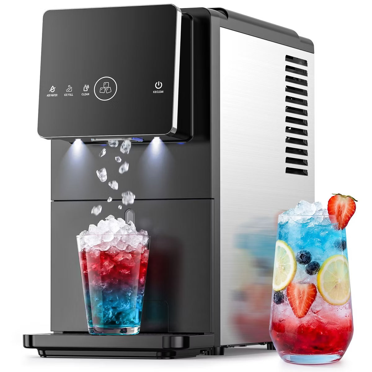 Countertop Nugget Ice Maker with One-Touch Dispensing – 33lbs/Day Production