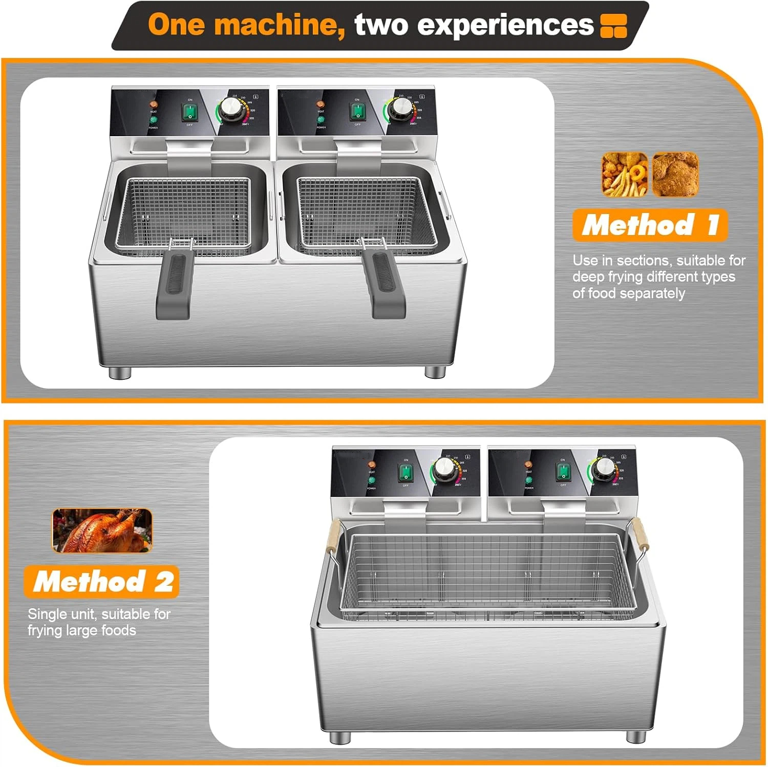 🔥Flash sale-Save Up To 80%🔥Electric turkey fryer Commercial deep fryer with basket 3600W27.4QT with timer26L 