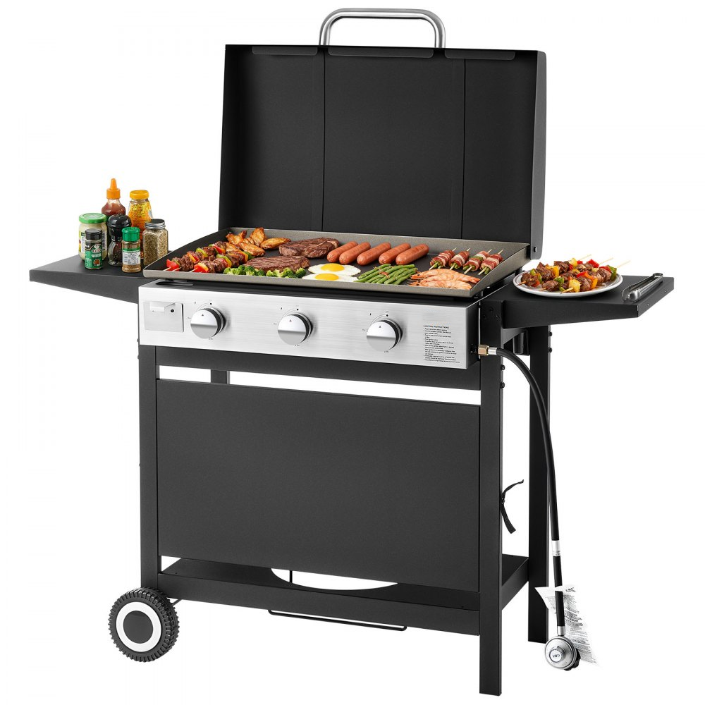 ⚡️Factory wholesale promotion 80% OFF⚡️ Gas Griddle, 3-Burner Flat Top Grill, Propane Griddle with Wheels