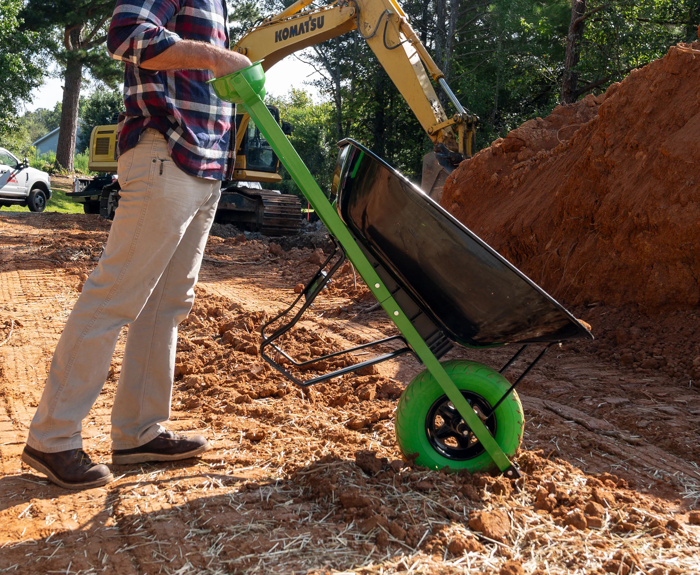 🔥Spring Fresh Sale 🎁 Nontional-Motion Tools 6-cu ft 1 Wheel Steel Push Wheelbarrow Flat-Free Tire