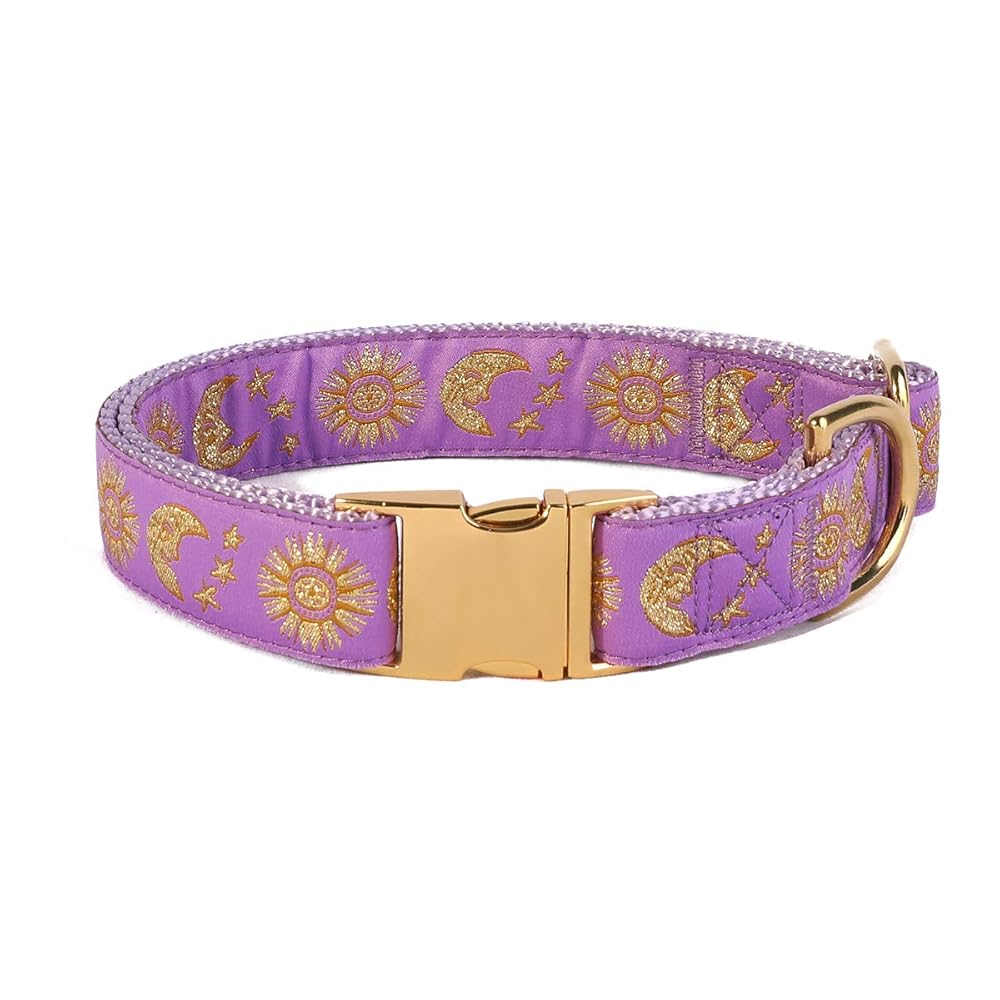 Moons and Stars Dog Collar Purple