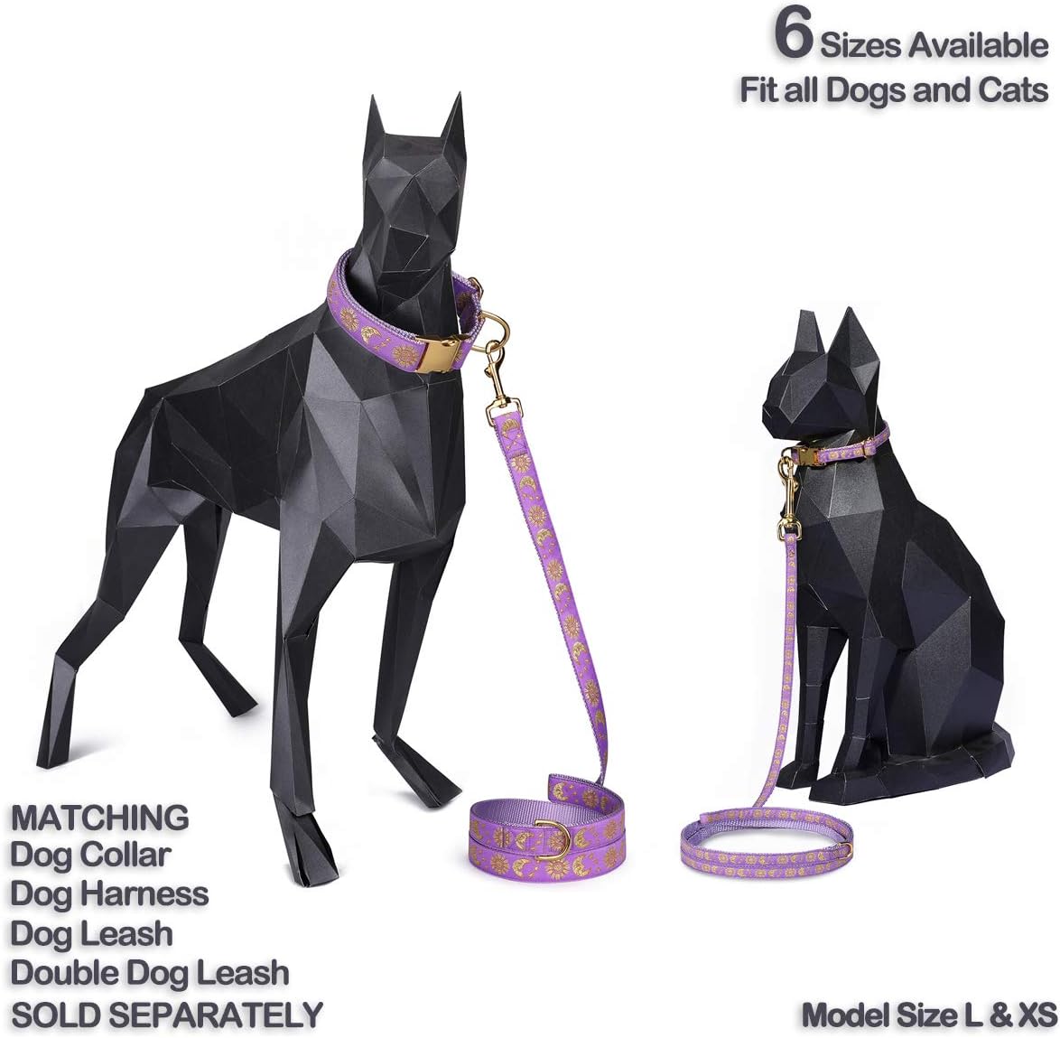Moons and Stars Dog Collar Purple