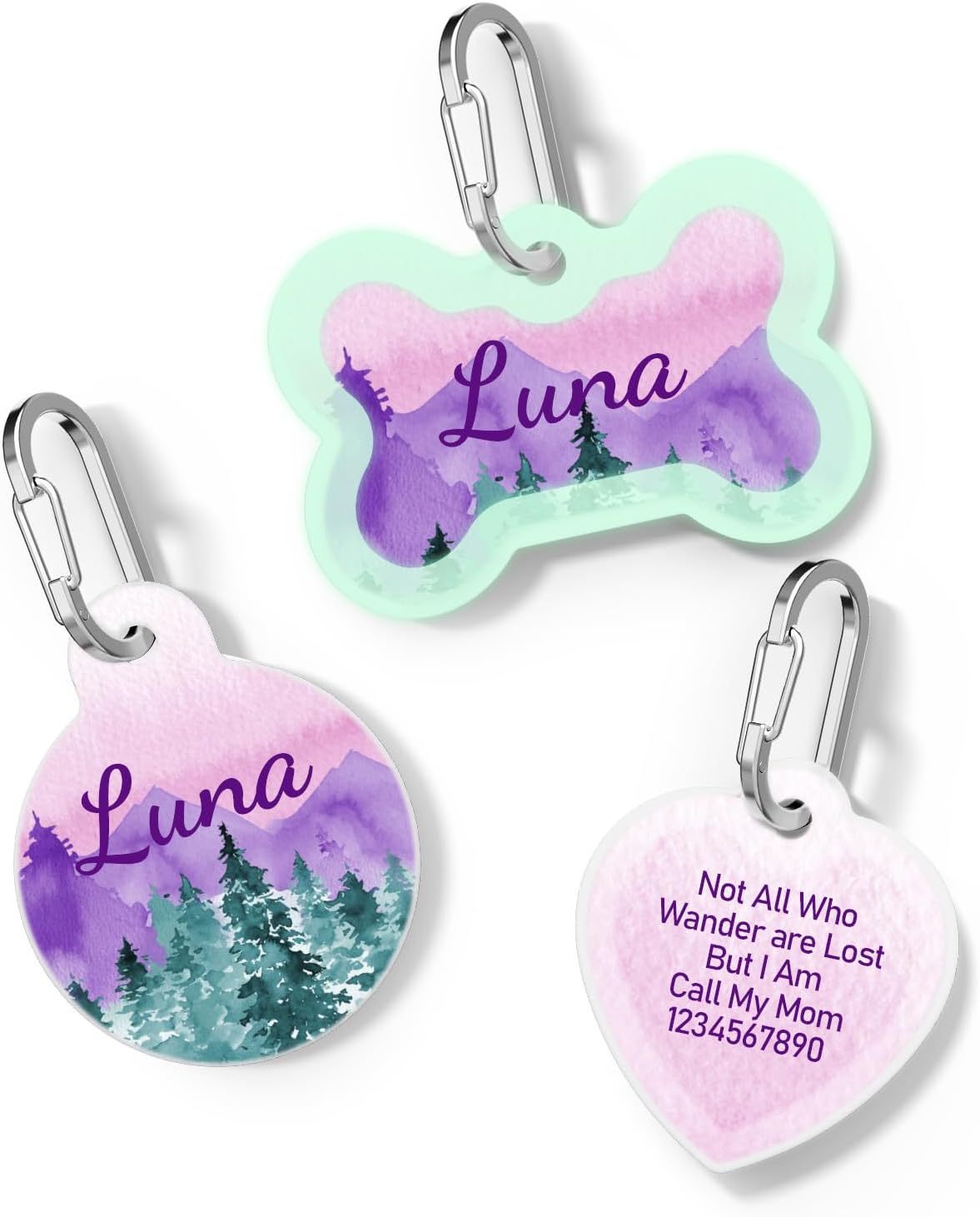 Purple Pet ID Tag Personalized