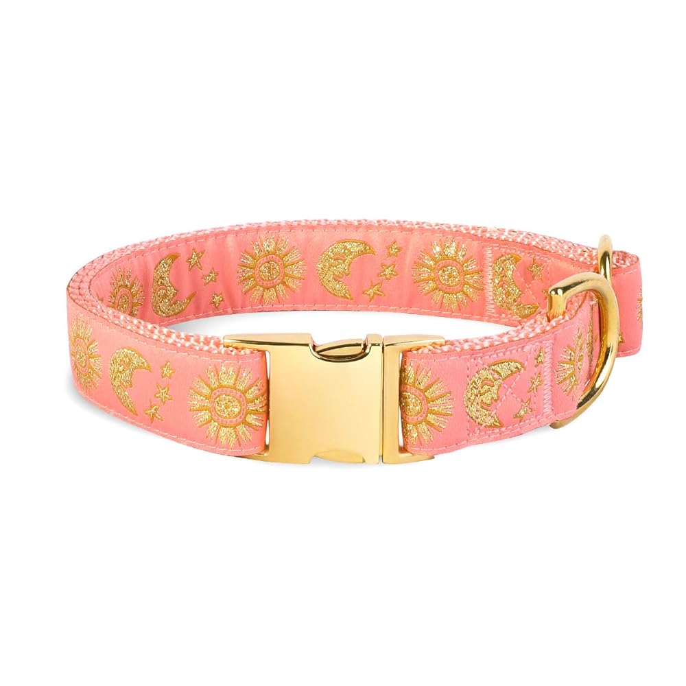 Moons and Stars Dog Collar Pink
