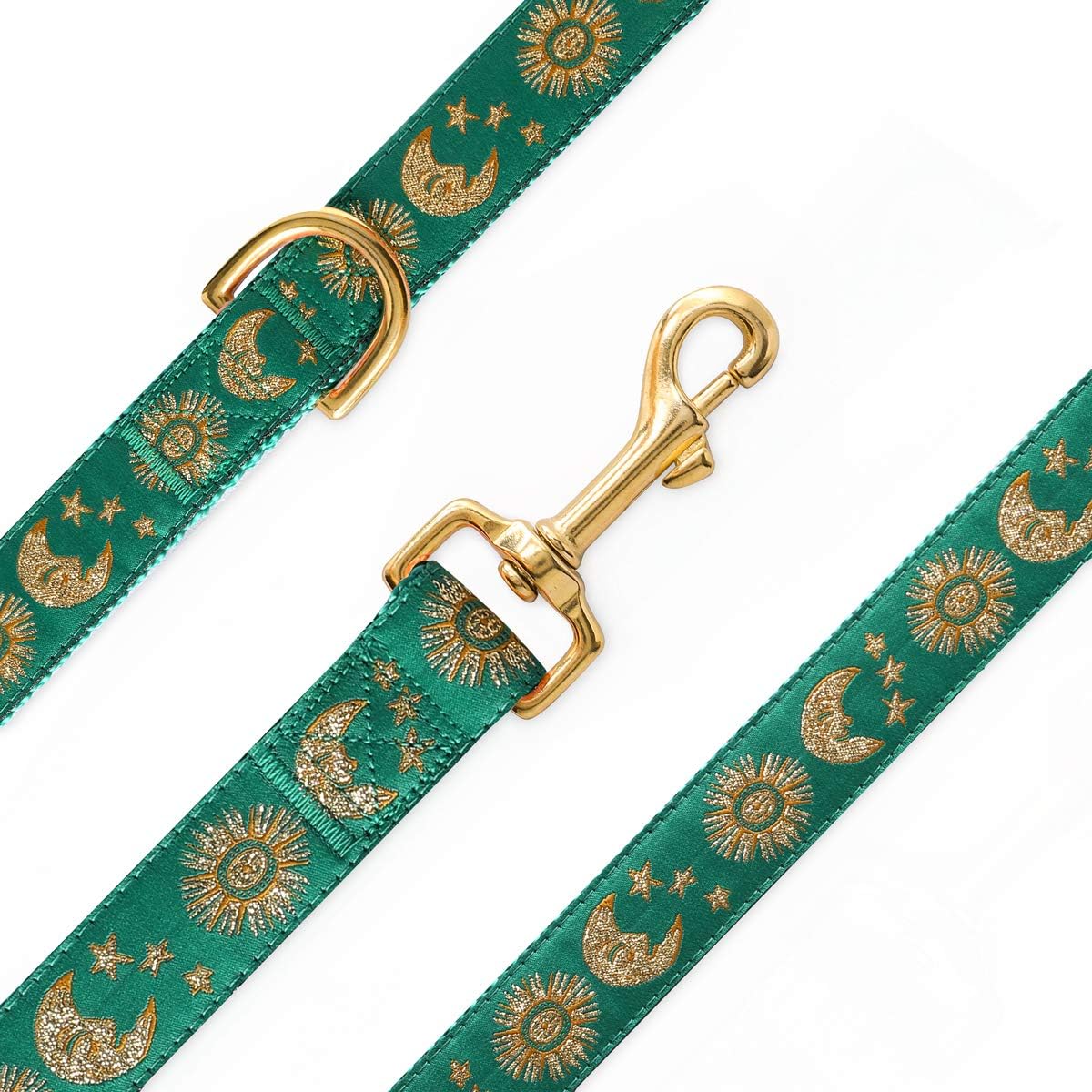 Moons and Stars Dog Leash Green