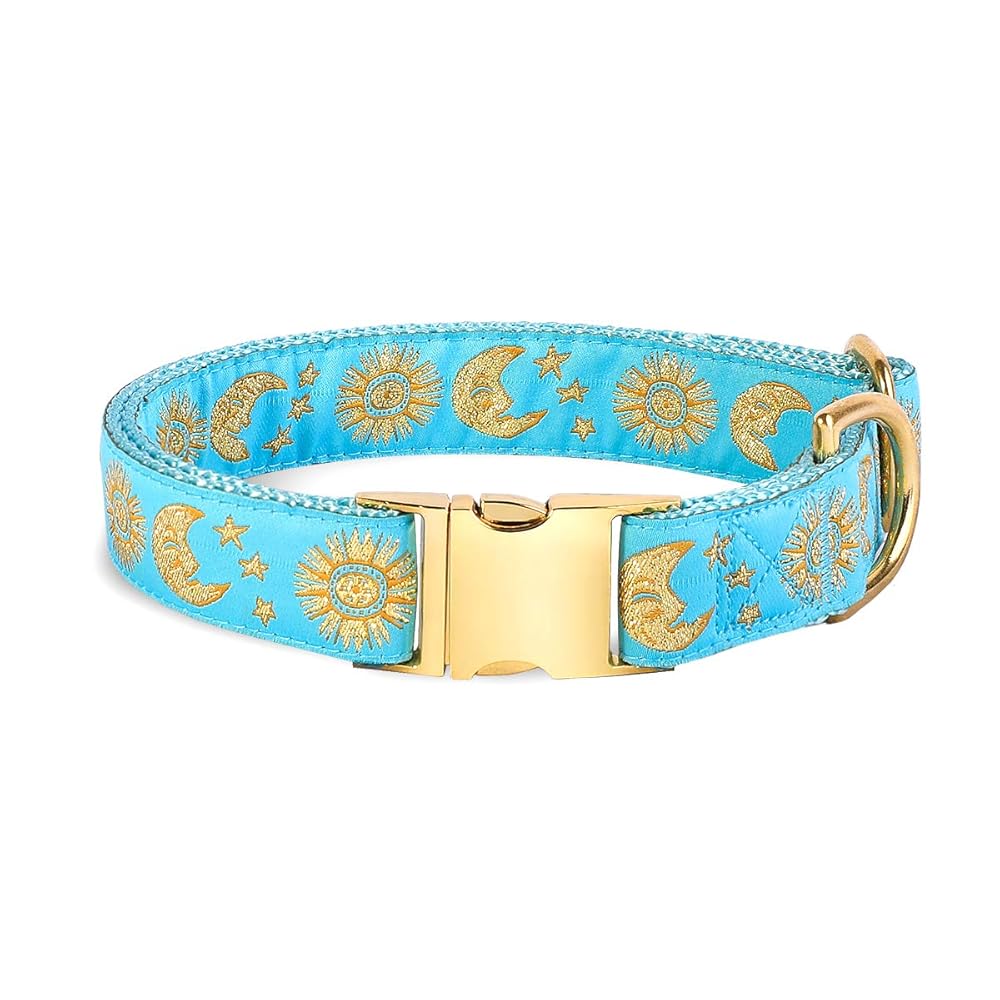 Moons and Stars Dog Collar Blue