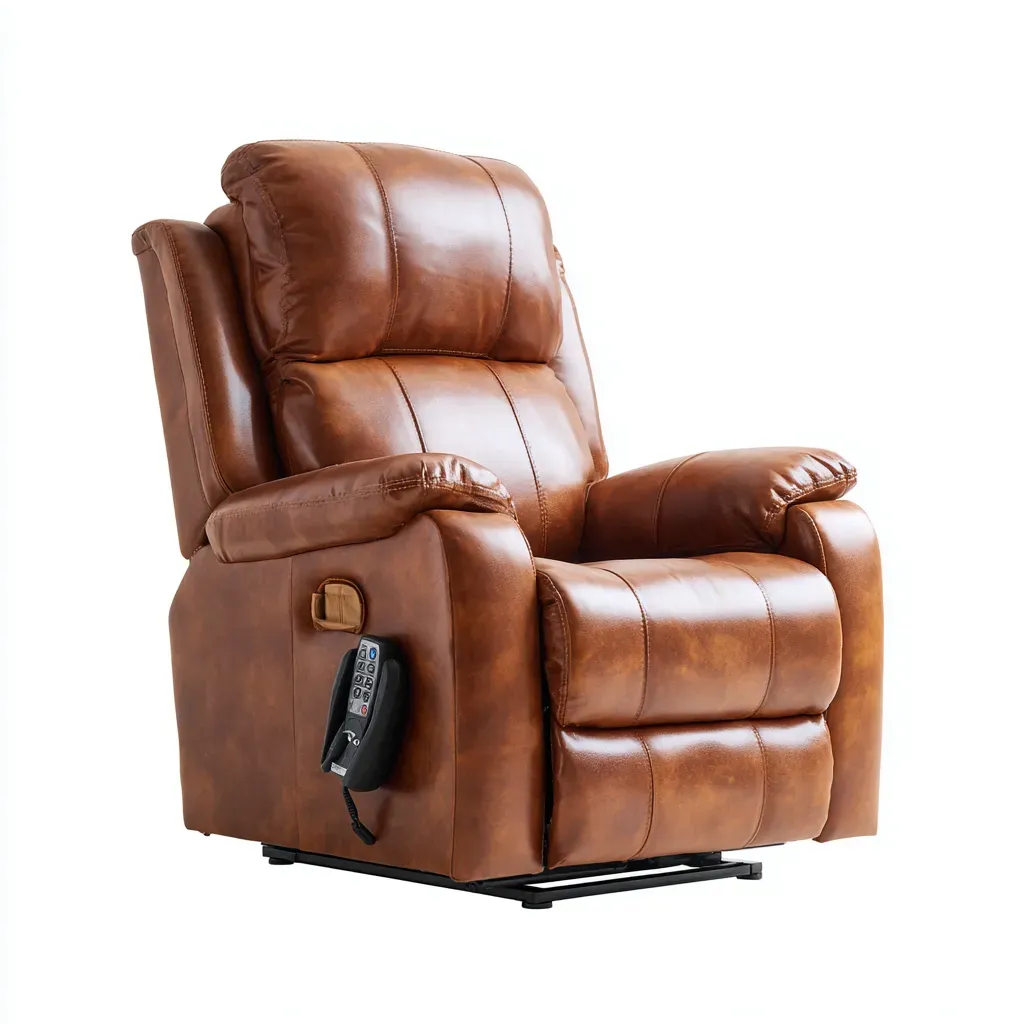 Fauteuil relax-cuir-102x96x110 cm-marron-inclinaison électrique-Lamosidecor