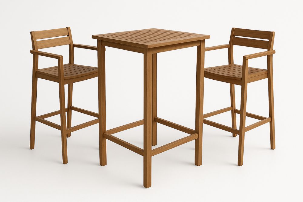Kültéri magas asztal szett székekkel fa akác olajozott barna-Nidrefuges