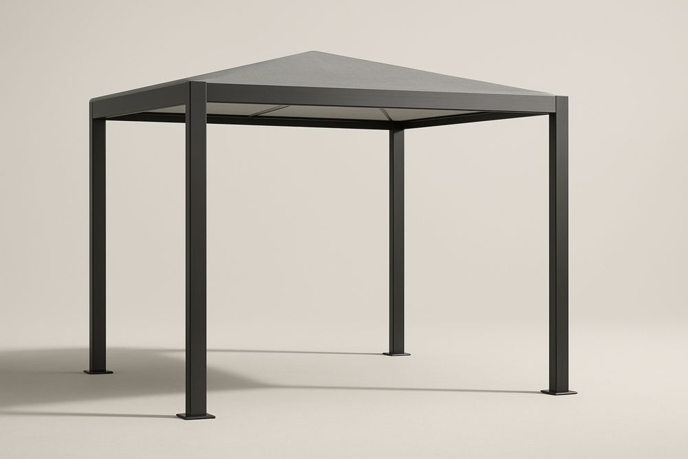 Alumínium vázszerkezetű szürke poliészter tetős kerti pavilon, 3x3 m-Nidrefuges