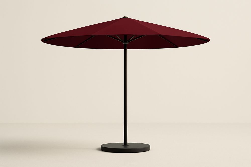 Vörös Pamut Kültéri Napernyő Fekete Alumínium Támasszal-Nidrefuges