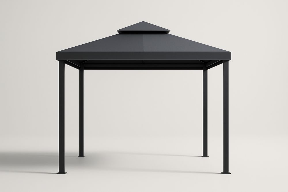 Fém Pavilon Poliészter Tetővel 300x300x250 cm Fekete-Nidrefuges