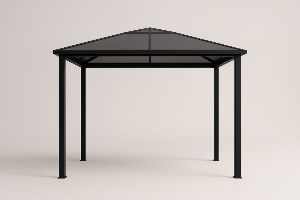 Fémvázas kerti pavilon polikarbonát tetővel, fekete 300x400 cm-Nidrefuges