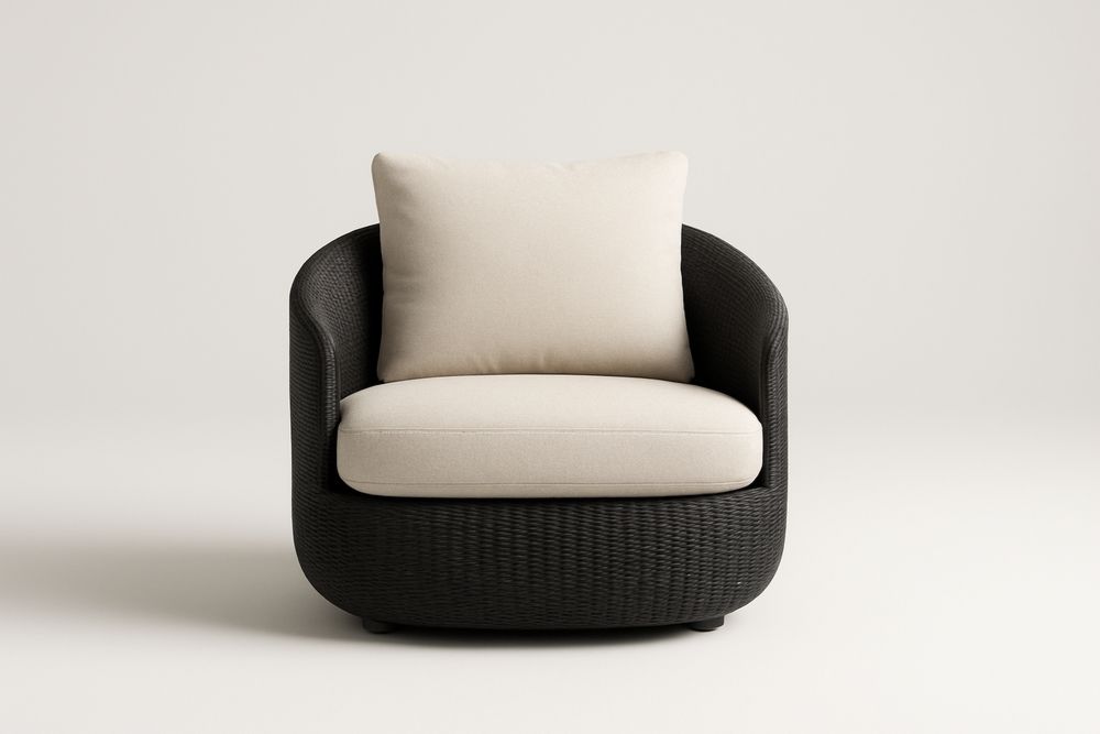 Fonott karosszék Poliészter Párnával Bézs/Fekete-Hogarmejors